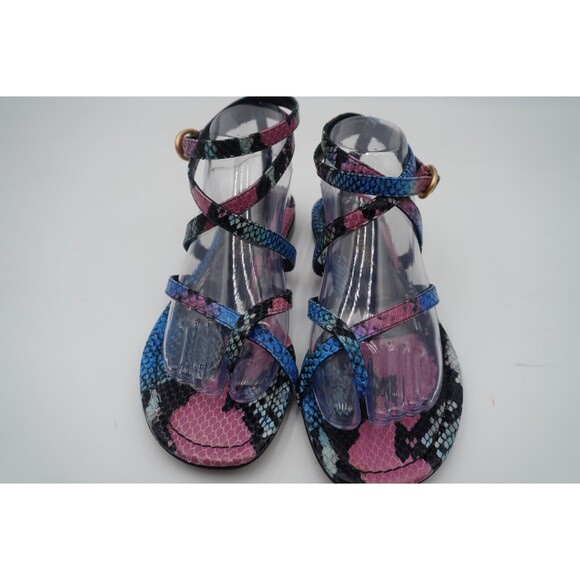 Marion Parke Toscana Harvey Python Snakeskin Indigo Strappy Sandals Size 8.5/39 - Picture 3 of 16